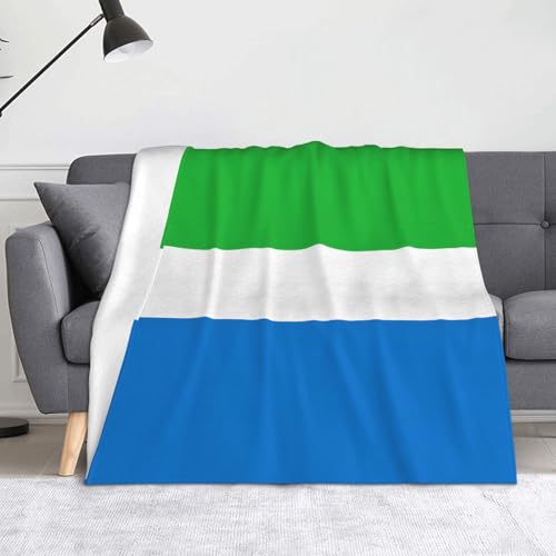 Ninainaid Sierra Leone Flaggen-Druckdecke, weich und leicht, plüschig und flauschig, luxuriös und bequem, Herbstdecke, Heimdekorationsgeschenk. von Ninainaid
