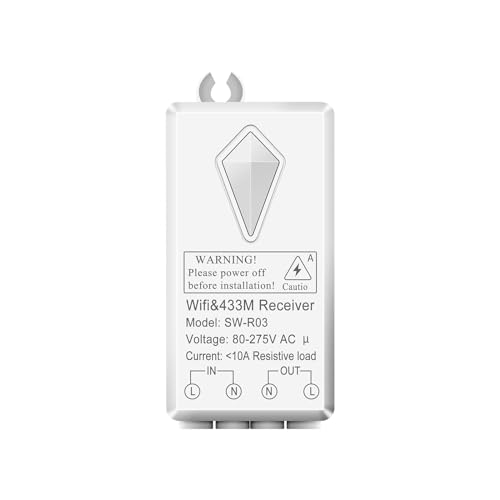 Extra WIFI Wireless-Empfänger, Paar mit verschiedenen NineLeaf Wireless Light Switch, kann nicht separat verwendet werden, 80-275V, WIFI&433MHz, Verbindung mit Tuya/Smart Lift APP (nur Empfänger) von NineLeaf