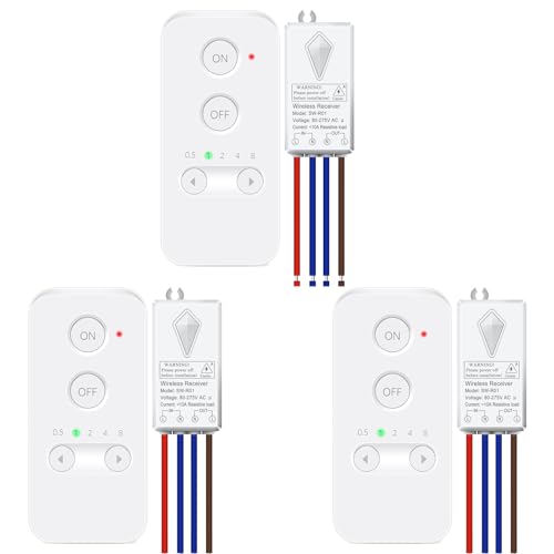 Funk Fernbedienung Schalter, NineLeaf 3PK Funk Lichtschalter mit LED-Anzeige, IP66 Wasserdicht, 150m Reichweite, Ohne Verkabelung für Zuhause, Weiß Funk Fernbedienung Schalter, NineLeaf 3PK Funk Lichtschalter mit LED-Anzeige, IP66 Wasserdicht, 150m Reichweite, Ohne Verkabelung für Zuhause, Weiß von NineLeaf