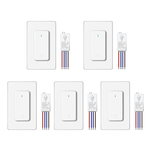Funkschalter Set,NineLeaf 4PK Funk Lichtschalter,400m Reichweite,IP66 wasserdicht,ohne Stromverdrahtung, Einfache Installation,für Innen- und Außenbereich,Lampen,Deckenleuchten von NineLeaf
