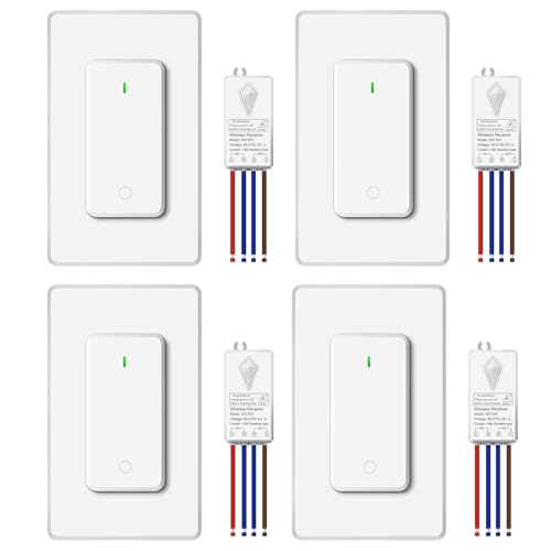 Funkschalter Set,NineLeaf 4PK Funk Lichtschalter,400m Reichweite,IP66 wasserdicht,ohne Stromverdrahtung, Einfache Installation,für Innen- und Außenbereich,Lampen,Deckenleuchten Funkschalter Set,NineLeaf 4PK Funk Lichtschalter,400m Reichweite,IP66 wasserdicht,ohne Stromverdrahtung, Einfache Installation,für Innen- und Außenbereich,Lampen,Deckenleuchten von NineLeaf