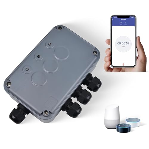 NineLeaf 3-fach Outdoor-Schaltbox, verbesserte smarte, robuste IP66 wasserdichte Box, WiFi-Licht-Timer für den Außenbereich, kompatibel mit Tuya/Smart Life, Kabelverschraubung enthalten, 110V-240V von NineLeaf