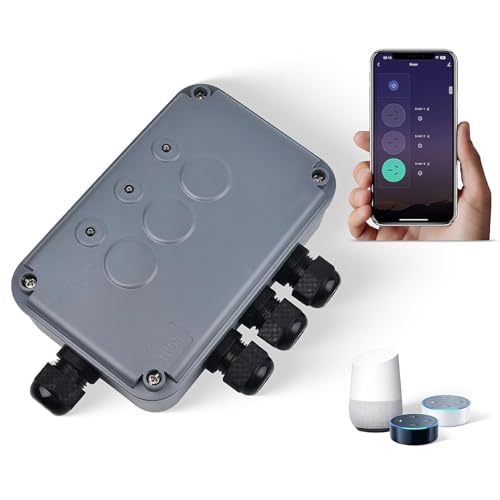 Intelligenter Außenschalter Wasserdicht, NineLeaf Verbesserter 3-Gang Outdoor WLAN Schaltkasten, Robuster Elektrokasten,IP66 Pool-Timer Kompatibel mit Tuya/Smart Life, Kabelverschraubung Inklusive von NineLeaf