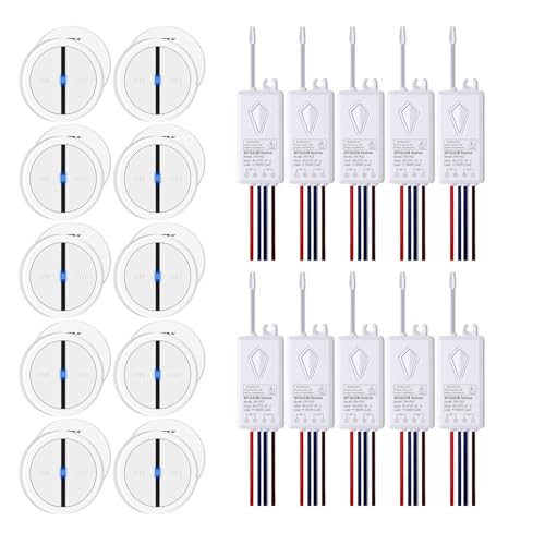 NineLeaf 10PK Smart Funk Lichtschalter und Empfänger mit 2.4-GHz-WLAN,Fernbedienungsschalter funktionieren mit Alexa und Google Assistant,Sprachsteuerung,für Zuhause und Büro von NineLeaf