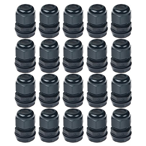 NineLeaf 20pk schwarz Kompression Kabelverschraubung einstellbar 6-12mm Gelenkkabelverbinder, höhere Schutzklasse von IP 66 von NineLeaf