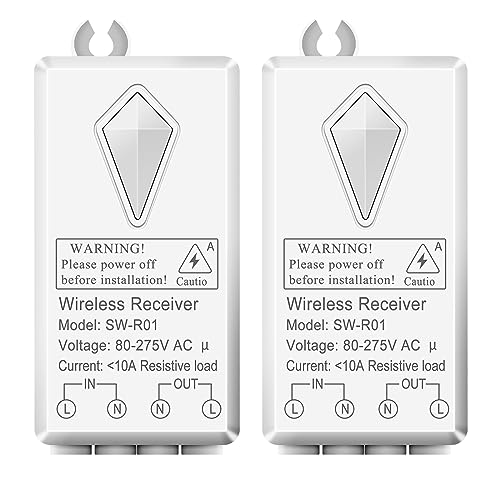 NineLeaf 2Pcs Mini-Empfänger für drahtlose Lichtschalter, kann alle NineLeaf drahtlosen Lichtschalter koppeln, kann nicht separat verwendet werden, aktualisiert 80-275V (nur Empfänger) von NineLeaf