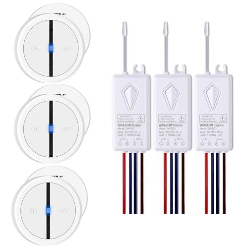 NineLeaf 3PK Smart Funk Lichtschalter und Empfänger mit 2.4-GHz-WLAN,Fernbedienungsschalter funktionieren mit Alexa und Google Assistant,Sprachsteuerung,für Zuhause und Büro NineLeaf 3PK Smart Funk Lichtschalter und Empfänger mit 2.4-GHz-WLAN,Fernbedienungsschalter funktionieren mit Alexa und Google Assistant,Sprachsteuerung,für Zuhause und Büro von NineLeaf