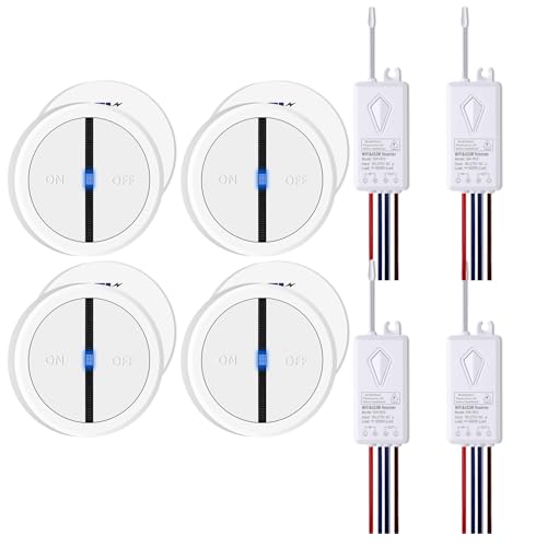 NineLeaf 4PK Smart Funk Lichtschalter und Empfänger mit 2.4-GHz-WLAN,Fernbedienungsschalter funktionieren mit Alexa und Google Assistant,Sprachsteuerung,für Zuhause und Büro von NineLeaf