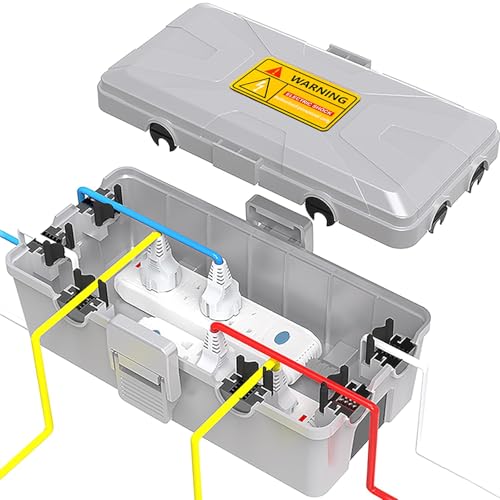 NineLeaf Mittlere Outdoor-Elektrobox (26,9 x 14 x 11,4 cm), wetterfeste Anschlussbox mit 6 Kabeleinführungen, IP54 wasserdichte Verlängerungskabelabdeckung schützt Steckdosenleiste, Timer, Stecker von NineLeaf