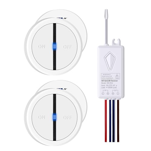NineLeaf Smart Funk Lichtschalter und Empfänger mit 2.4-GHz-WLAN,Fernbedienungsschalter funktionieren mit Alexa und Google Assistant,Sprachsteuerung,für Zuhause und Büro(2Schalter 1Empfänger) von NineLeaf