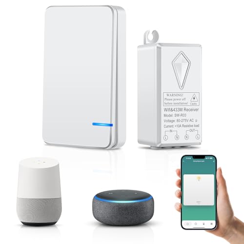 NineLeaf Smart Wifi Lichtschalter Funkschalter Set IP66 Wasserdicht Kabelloser Schalter Arbeitet mit Amazon Alexa und Google Home Timing-Funktion Stimmenkontrolle Steuern Sie Ihre Fixtures von Überall von NineLeaf