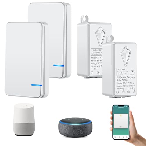 NineLeaf Smart Wireless Switch Kit, 10A Mini-WiFi-Modul Mit Mini-Switchs, Smart Life,Tuya App-Steuerung, Alexa,Google Home Sprachsteuerung, kabellos, 2 Sätze von NineLeaf
