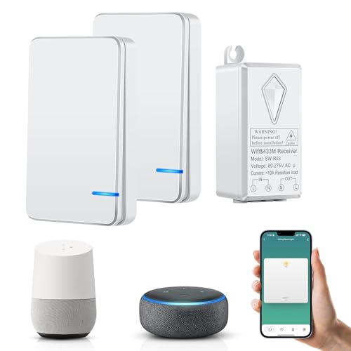 NineLeaf Smart Wireless Switch Kit, Mini-WiFi-Modul Mit Mini-Switchs, Smart Life,Tuya App-Steuerung, Alexa,Google Home Sprachsteuerung, kabellos(2*Schalters 1*Empfänger) von NineLeaf