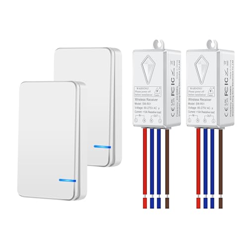 NineLeaf Tragbarer Mini-Funkschalter-Kit für LED-Lampen mit Fernbedienung Drahtloser Empfänger Keine Verkabelung Keine Batterie erforderlich (2Schalter 2Empfänger) von NineLeaf