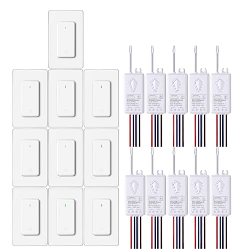 Smart Lichtschalter,NineLeaf 10PK Smart Funk Schalter und Empfänger,Fernbedienung für Lichtschalter,funktioniert mit Alexa und Google Assistant,IP66 wasserdicht, Sprachsteuerung von NineLeaf