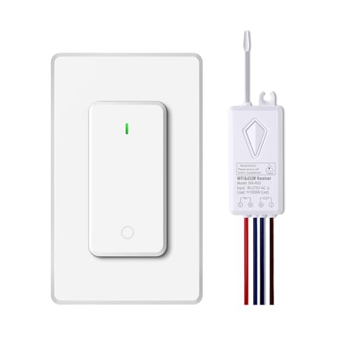 Smart Lichtschalter,NineLeaf 1PK Smart Funk Schalter und Empfänger,Fernbedienung für Lichtschalter,funktioniert mit Alexa und Google Assistant,IP66 wasserdicht, Sprachsteuerung von NineLeaf