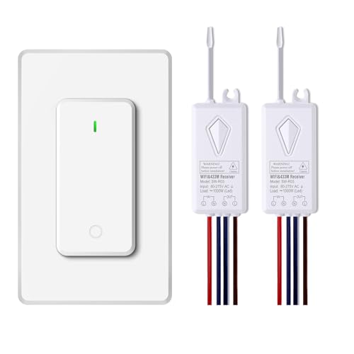 Smart Lichtschalter,NineLeaf 2PK Smart Funk Schalter und Empfänger,Fernbedienung für Lichtschalter,funktioniert mit Alexa und Google Assistant,IP66 wasserdicht, Sprachsteuerung von NineLeaf