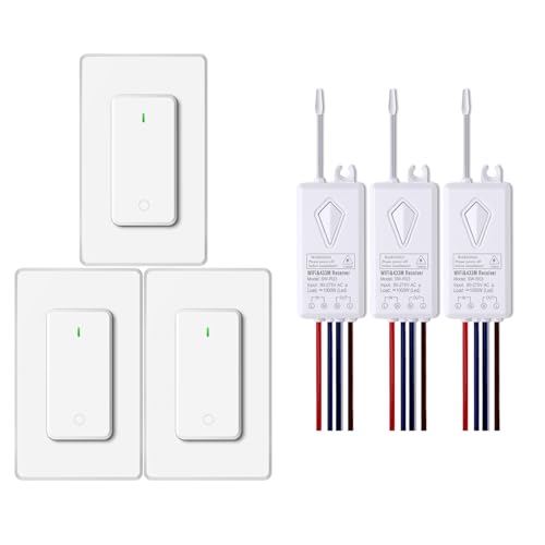 Smart Lichtschalter,NineLeaf 3PK Smart Funk Schalter und Empfänger,Fernbedienung für Lichtschalter,funktioniert mit Alexa und Google Assistant,IP66 wasserdicht, Sprachsteuerung von NineLeaf