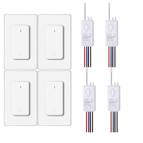 Smart Lichtschalter,NineLeaf 4PK Smart Funk Schalter und Empfänger,Fernbedienung für Lichtschalter,funktioniert mit Alexa und Google Assistant,IP66 wasserdicht, Sprachsteuerung von NineLeaf