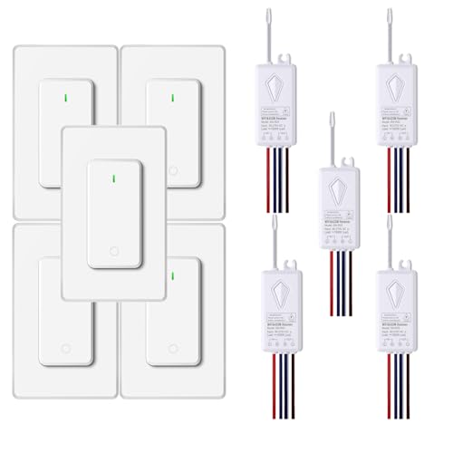 Smart Lichtschalter,NineLeaf 5PK Smart Funk Schalter und Empfänger,Fernbedienung für Lichtschalter,funktioniert mit Alexa und Google Assistant,IP66 wasserdicht, Sprachsteuerung von NineLeaf