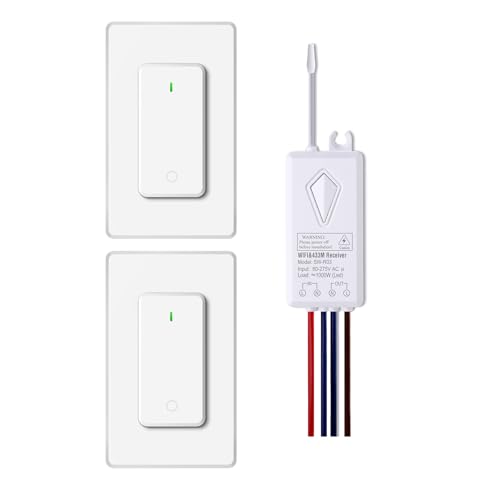 Smart Lichtschalter,NineLeaf Smart Funk Schalter und Empfänger,Fernbedienung für Lichtschalter,funktioniert mit Alexa und Google Assistant,IP66 wasserdicht, Sprachsteuerung(2Schalter 1Empfänger) von NineLeaf