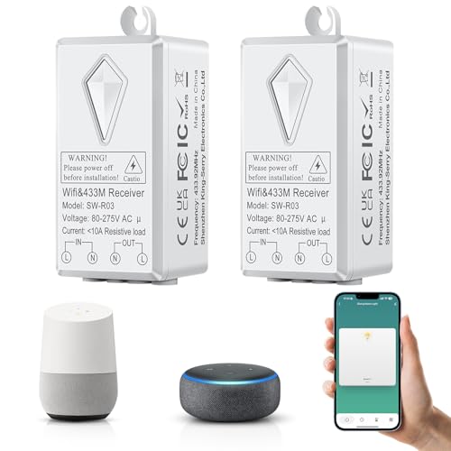 Smart Lichtschalter Modul, NineLeaf 2PK WiFi Mini Wireless Switch, Sprachsteuerung, App-Steuerung, Multi-Funktions Mini DIY WLAN Switch, Alexa Echo, Google Home, Smart Life, Tuya App Kompatibel von NineLeaf