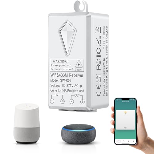 Smart Lichtschalter Modul, NineLeaf WiFi Mini Wireless Switch, Mini DIY WLAN Switch, Sprachsteuerung, App-Steuerung, Multi-Funktions-Steuerungsempfänger, Alexa Echo, Google Home, Smart Life kompatibel von NineLeaf