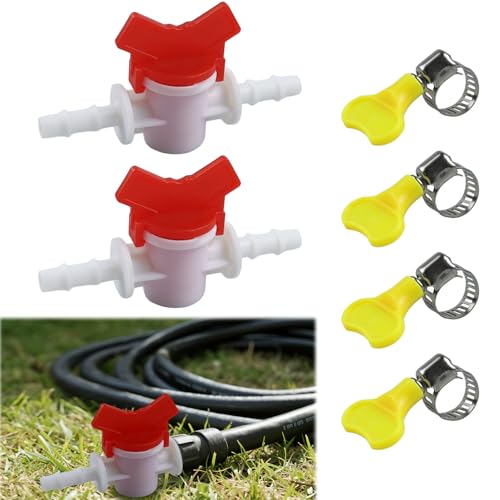 NineSSJLY 2er Set Gartenschlauch Regulierventil mit 4 Schlauchschellen – Absperrhahn 10 mm für Bewässerungssysteme, kompatibel mit Gardena Micro-Drip, für Garten, Terrasse, Gewächshaus NineSSJLY 2er Set Gartenschlauch Regulierventil mit 4 Schlauchschellen – Absperrhahn 10 mm für Bewässerungssysteme, kompatibel mit Gardena Micro-Drip, für Garten, Terrasse, Gewächshaus von NineSSJLY