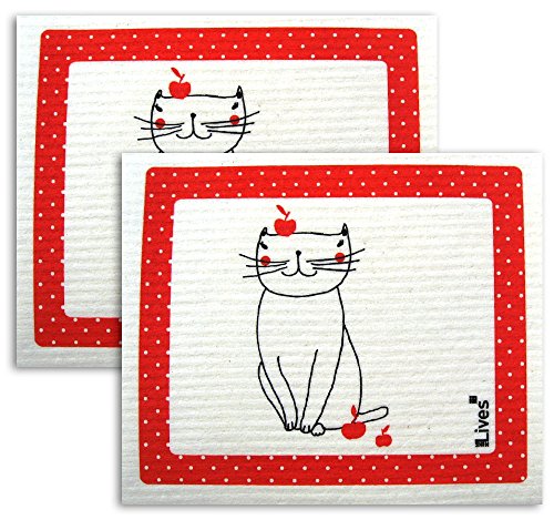 NineLives Putztuch, 70% Zellulose und 30% Baumwolle, Katze, 17 x 20 x 0.5 cm, 2-Einheiten von Ninelives