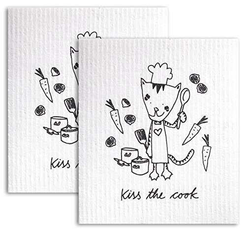 NineLives Putztuch, 70 % Zellulose und 30 % Baumwolle, Kiss The Cook, 17 x 20 x 0.5 cm, 2 Einheiten von Ninelives