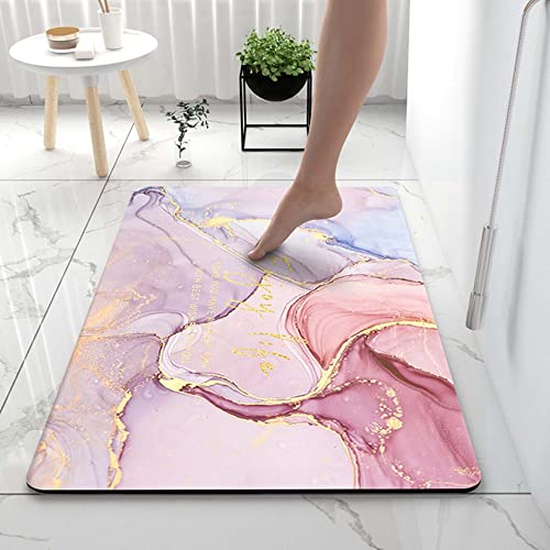 NINIANG Kieselalgenschlamm Badematte Absorbierend Schnell Trocknend rutschfest Schmutzabweisend Waschbare Mikrofasern Weiche Rechteck Anti-fettig pink 1 50 * 80cm/19.69 * 31.5in von Niniang