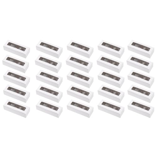 Niniang 25 Stück Macaron-Boxen mit transparentem Sichtfenster mit Macarons oder Verpackungs-Set für Desserts in Schokolade, Kuchen A von Niniang