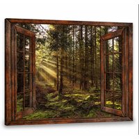 Leinwandbild Wandkunst Home Dekor Faux Fenster Leinwand Schöner Morgenwald, Natur Wandkunst, Landschaft von NininnniStore