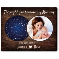Mama Geschenk | Sternenkarte Auf Leinwand Personalisierte Sternkarte Benutzerdefinierte Nachthimmel Sternbild Karte Die Nacht, Die Wir Druck von NininnniStore