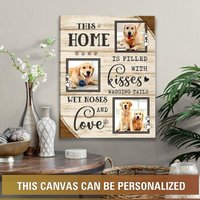 Personalisierte Haustier Geschenke Dieses Haus Ist Gefüllt Mit Küssen Fotocollage Leinwanddruck von NininnniStore