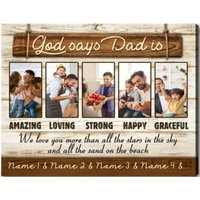 Personalisierte Leinwand | Fotocollage Happy Fathers Day Leinwanddruck Geschenke Für Papa Geschenk Foto Erster Vatertag von NininnniStore