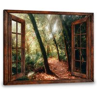 Wald Wandkunst | Große Leinwanddruck Wohndekor Faux Fenster Leinwand Kunstdruck Landschaftsmalerei Büro Dekor von NininnniStore