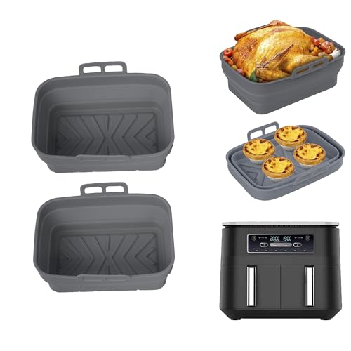 Ninipie 2 Stück, Airfryer Zubehör für Ninja Foodi Max Dual Zone AF400EU Collapsible Silikonform für Heißluftfritteuse, AF400EU Silikonform Airfryer, Silikoneinsatz Air Fryer Accessories von Ninipie