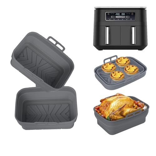 Ninipie Air Fryer Silikonform für Ninja Foodi AF400EU&AF300EU, Silikon Airfryer Zubehör für Ninja Foodi Max Dual Zone, Heißluftfritteuse Backform von Ninipie