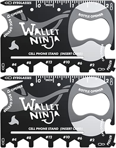 Wallet Ninja Multitool Karte - 18 in 1 Kreditkartengröße Multitool für schnelle Reparaturen, EDC Survival Gear, Flaschenöffner, Camping - Cooles Gadget und Strumpffüller - 2 Stück von Wallet Ninja