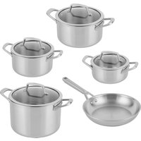 NINJA Topf-Set "Ninja EverClad 5-teiliges Set aus Edelstahl C95000DE", Edelstahl, (Set, 5 tlg., je 1 Kochtopf Ø 16, 18, 20, 24 cm, 1 Bratpfanne), Entwickelt für den Einsatz unter schwierigsten Kochbedingungen von Ninja