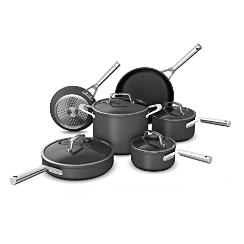 Ninja C39500 Foodi NeverStick Premium harteloxiertes 10-teiliges Kochgeschirr-Set, garantiert nie haftend, langlebig, ofenfest bis 260 °C, schiefergrau von Ninja