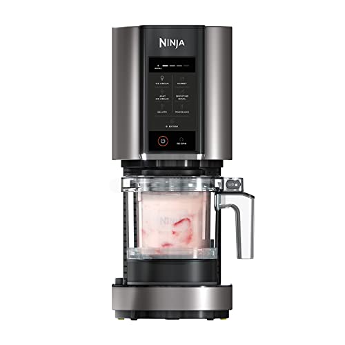 Ninja CREAMi Eismaschine & Dessertmaschine mit 3 Behältern, 7 Programmen, Herstellung von Eis, Gelato, Sorbet, Smoothie-Bowls, Milchshakes und mehr, Schwarz/Silber, 1,4L Eiscreme Kapazität, NC300EU von Ninja