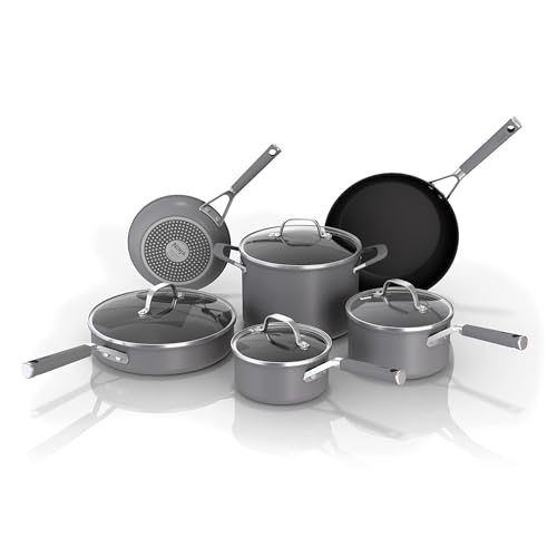 Ninja CW69010 Topf- und Pfannenset, antihaftbeschichtet, Komfortgriff, 10-teiliges Kochgeschirr-Set mit NeverStick, Bratpfanne, Soßentopf mit Deckel, Suppentopf mit Deckel, antihaftbeschichtet, Ninja CW69010 Topf- und Pfannenset, antihaftbeschichtet, Komfortgriff, 10-teiliges Kochgeschirr-Set mit NeverStick, Bratpfanne, Soßentopf mit Deckel, Suppentopf mit Deckel, antihaftbeschichtet, von Ninja
