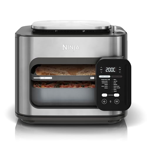 Ninja Combi 12-in-1 Multikocher, Ofen & Heißluftfritteuse, 12 Kochfunktionen, Air Fryer & Grillen Zubereitung in 15 Min*, mit Backblech, Pfanne, Crisper Gittereinsatz, Rezeptanleitung, Grau, SFP700EU. von Ninja