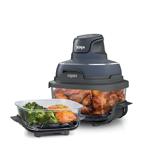 Ninja Crispi – Tragbares Kochsystem mit Crispi PowerPod, 6 Tassen und 4 Tempware-Glas-Tassen, hitzebeständig, Aufbewahrungsdeckel, mikrowellengeeignet von Ninja