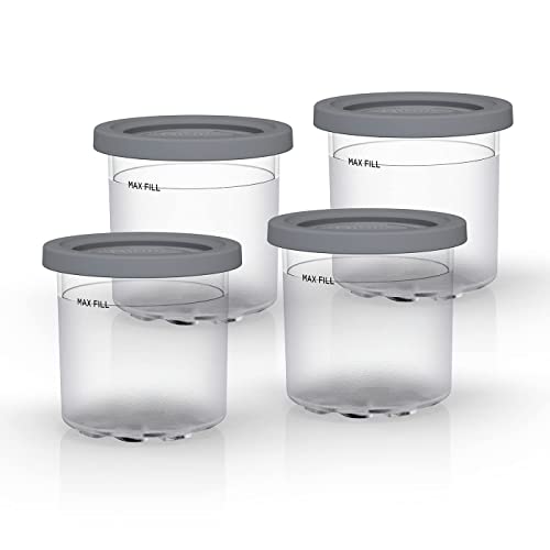 Ninja Dessert Tubs - Pack of 4 [XSK4PINTEUUK] Official Accessory Compatible with Ninja Ice Cream Maker NC300UK, Grey/Clear von Ninja