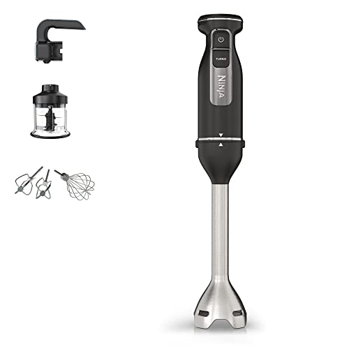 Ninja Foodi 3-in-1 Stabmixer, Handmixer & Zerkleinerer, Stufenweise Anlauf, 2 Misch- und 5 Rührgeschwindigkeiten zum Zerkleinern, Mischen, Kneten und mehr, spülmaschinenfest, 850W, Schwarz CI100EU von Ninja