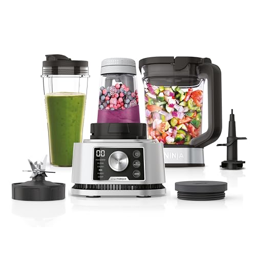 Ninja Foodi Power Nutri Mixer Smoothie Maker 3-in-1, dicke Aufstriche & gefrorene Getränke, Automatikprogramme, 2,1L Krug, 700ml Becher & 400ml Schüssel mit Power-Rührer, 1200W, Silber CB350EU von Ninja