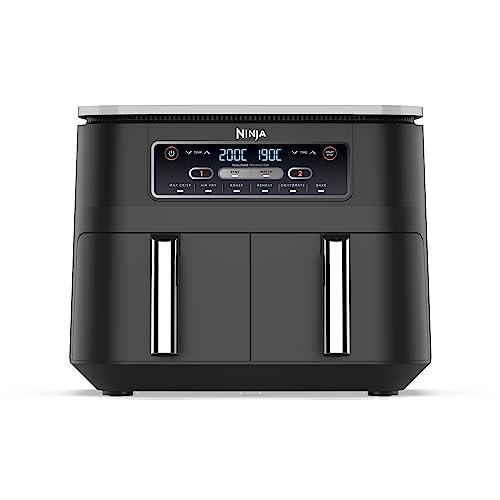 Ninja Foodi Dual Zone Digitale Heißluftfritteuse, 7,6L Airfryer, 2 Fächer, Antihaftbeschichtung, spülmaschinenfeste Körbe, 6-in-1, 4-6 Portionen, Schwarz AF300EU von Ninja